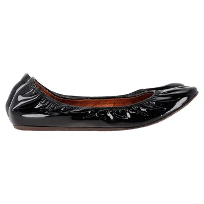 Lanvin Elastic Ballet Flats In Black Patent Calf Leather