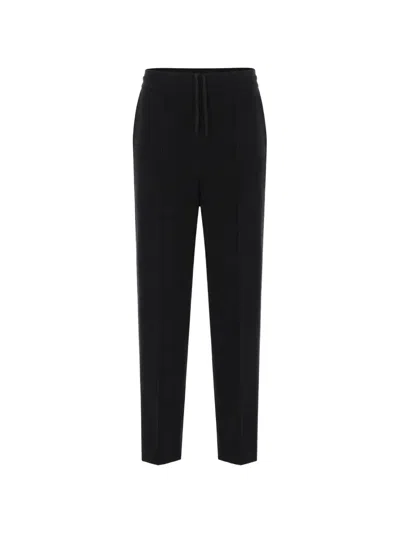 Lanvin Elasticated Drawstring Wool Trousers In Black
