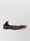 Lanvin Elasticated Leather Ballerina Shoes Round Toe In Black