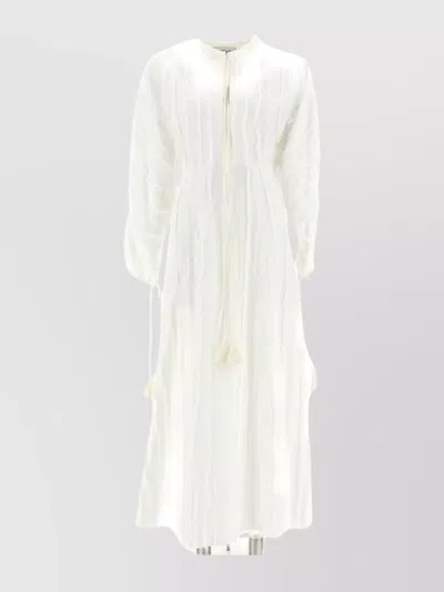 Lanvin Elbow Sleeve Midi Dress In White