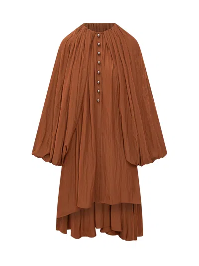 Lanvin Elegant Puffed Mini Suit With Tailored Buttons In Brown