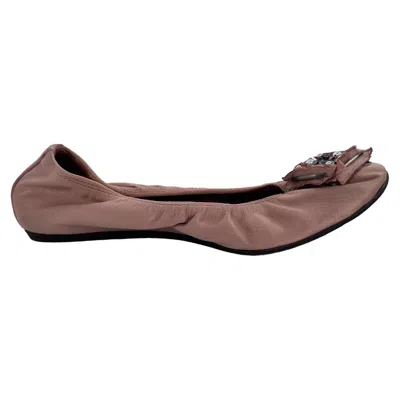 Pre-owned Lanvin Embellished Ballet Flats In Pink Satin
