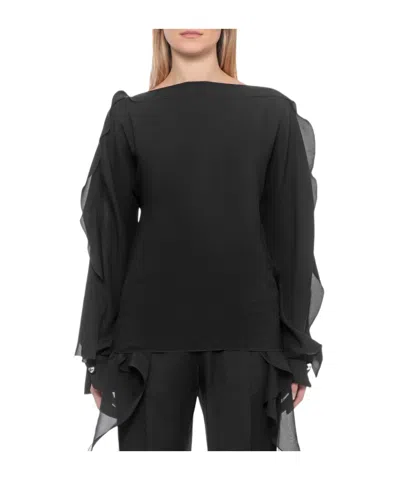 Lanvin Embellished Off-shoulder Sweatshirt In Black