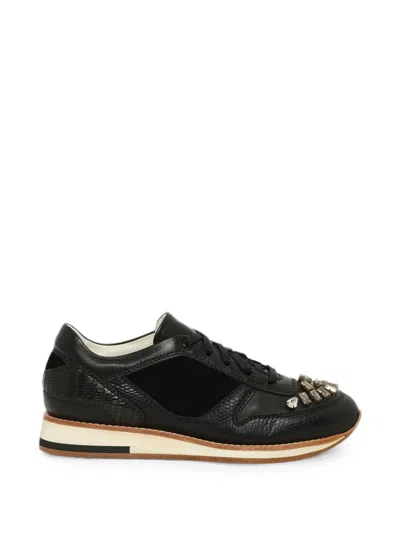 Lanvin Embellished Panelled Sneakers In Black