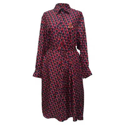 Pre-owned Lanvin Embellished Printed Midi Shirt Dress In Multicolor Silk