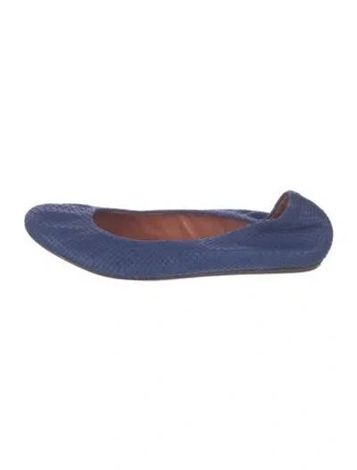 Pre-owned Lanvin Embossed Leather Animal Print Ballet Flats In Blue