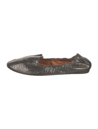 Pre-owned Lanvin Embossed Leather Animal Print Ballet Flats In Gray