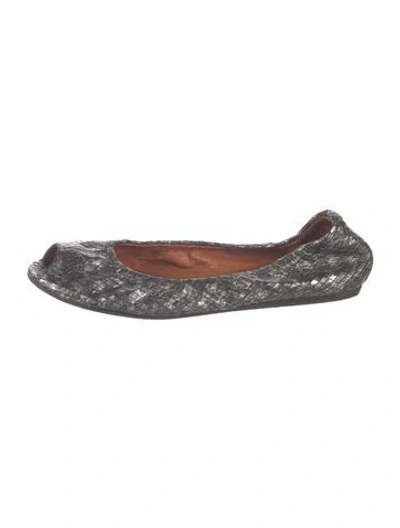 Pre-owned Lanvin Embossed Leather Animal Print Ballet Flats In Grey