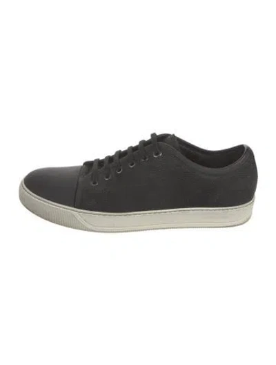 Pre-owned Lanvin Embossed Leather Sneakers In Black