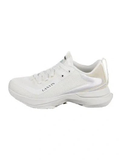 Pre-owned Lanvin Embroidered Accent Athletic Sneakers In White