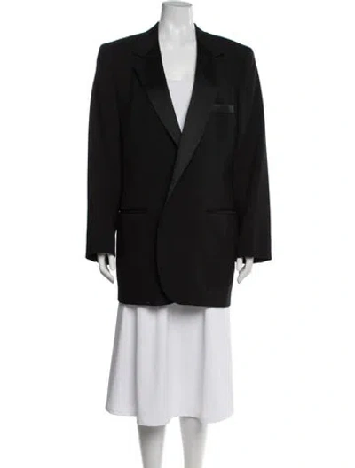 Pre-owned Lanvin Embroidered Accent Blazer In Black