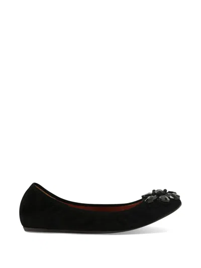 Lanvin Embroidered Ballet Flats In Black