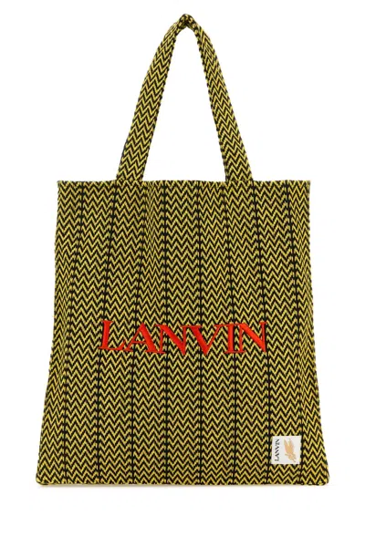 Lanvin Embroidered Canvas  X Future Curb Shopping Bag In Blackcorn