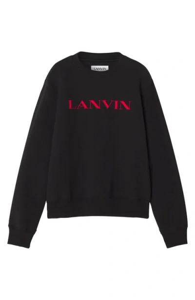 Lanvin Embroidered Cotton Sweatshirt In Black