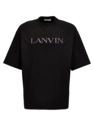 Lanvin Embroidered Cotton T-shirt For Men In Black