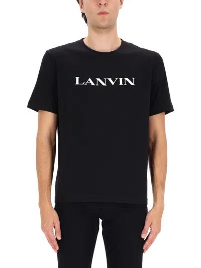 Lanvin Embroidered Cotton T-shirt In Black