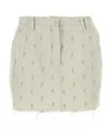 Lanvin Embroidered Frayed Hem Mini Skirt In White
