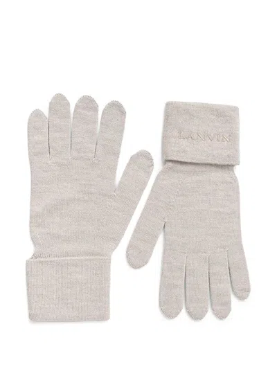 Lanvin Embroidered Gloves In Neutrals