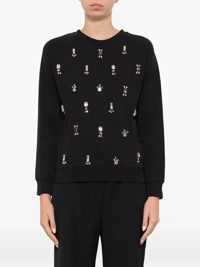 Lanvin Embroidered Jersey Sweater In Black