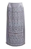 Lanvin Embroidered Knot-detail Silk Midi Skirt In Gray
