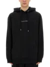 Lanvin Embroidered Logo Black Hoodie With Kangaroo Pocket