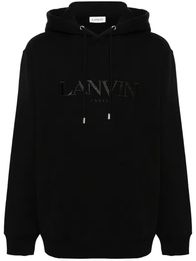 LANVIN EMBROIDERED-LOGO COTTON HOODIE
