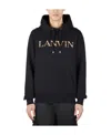 Lanvin Embroidered-logo Pouch-pocket Hoodie In Black