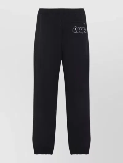Lanvin Embroidered Logo Cotton Jogger Pants In Black