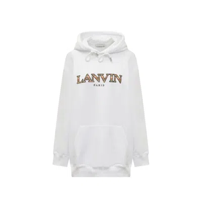 Lanvin Embroidered Logo Cotton Sweatshirt In White