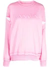 Lanvin Embroidered-logo Crew-neck Sweatshirt In Pink