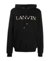 Lanvin Embroidered-logo Pouch-pocket Hoodie In Black