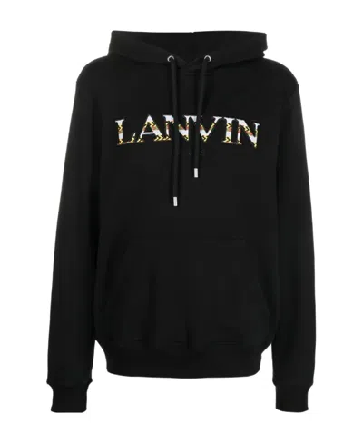 LANVIN LANVIN LOGO EMBROIDERED DRAWSTRING HOODIE