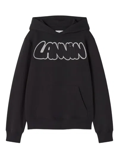 Lanvin Embroidered Logo Hoodie In Black