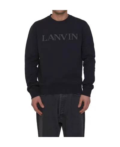 Lanvin Embroidered-logo Sweatshirt In Black