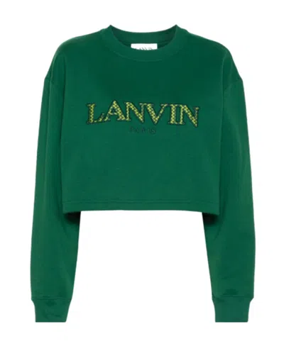 Lanvin Embroidered-logo Sweatshirt In Green