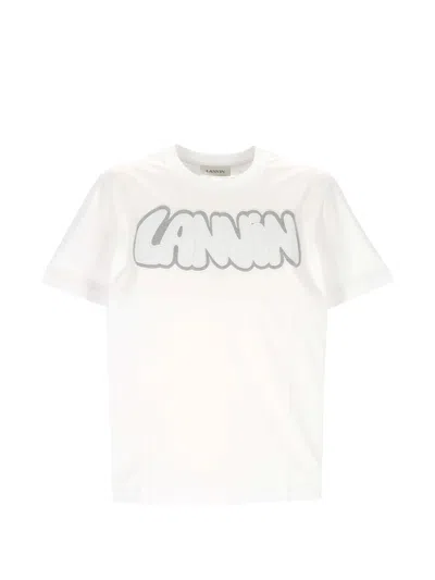 Lanvin Logo Embroidery Crew Neck Graphic T Shirt In White