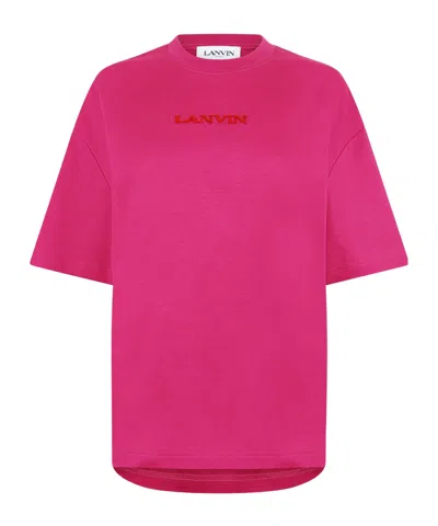 Lanvin Embroidered Logo T-shirt In Pink