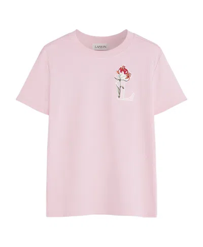 Lanvin Embroidered-monogram T-shirt In Pink