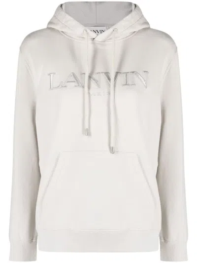 Lanvin Embroidered Regular Fit Hoodie Clothing In Green