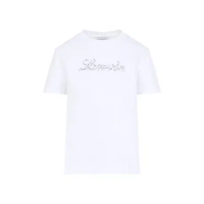 Lanvin Embroidered Script Logo T-shirt In Blue