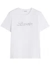 Lanvin White Embroidered Script Logo Sequin T-shirt In White
