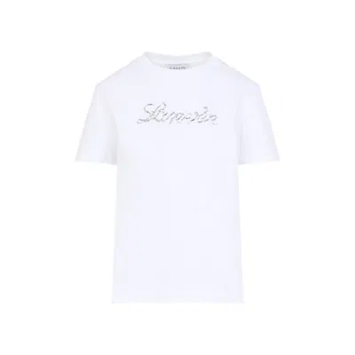 Lanvin Embroidered Script Logo White Cotton T-shirt