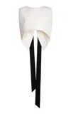 Lanvin Embroidered Silk Knot Top In White