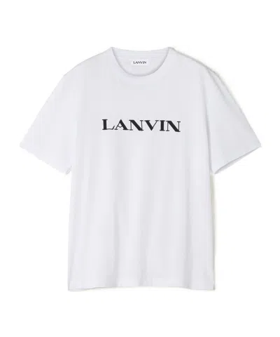 Lanvin Logo-embroidered Cotton T-shirt In Neutral