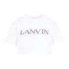 LANVIN EMBROIDERED WHITE CROPPED T-SHIRT FOR WOMEN