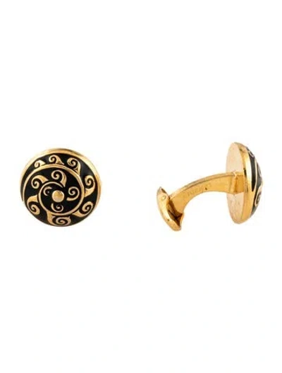 Pre-owned Lanvin Enamel Cufflinks In Black