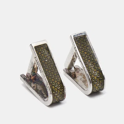 Lanvin Enamel Sterling Silver Cufflinks In Green