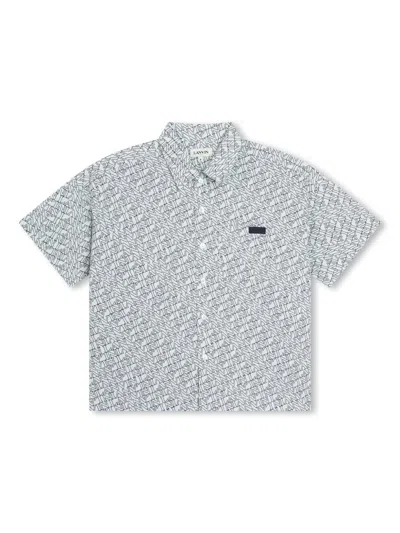 Lanvin Enfant Kids' Hemd Mit Logo-print In Green