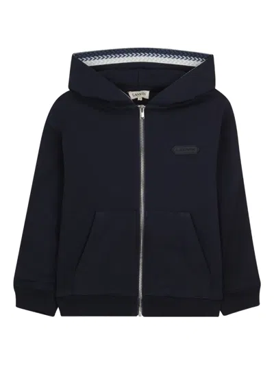 Lanvin Enfant Kids' Appliqué Striped Hoodie In Black