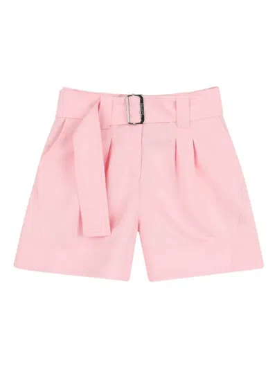 Lanvin Enfant Kids' Belted Logo Shorts In Pink